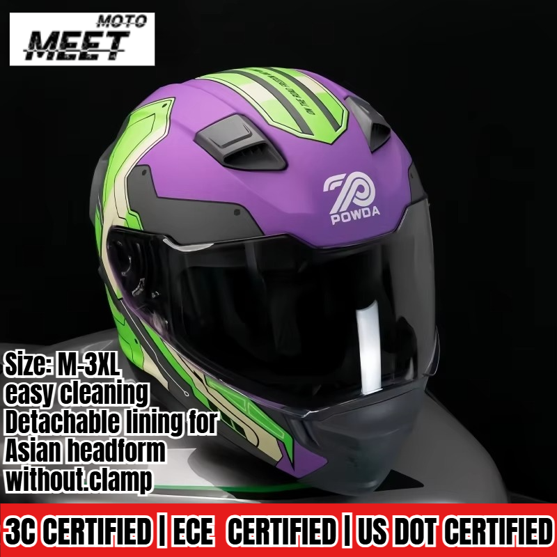 Dual Visor Motorcycle Racing Helmet - Uniseks, Tam Yüz Kapsayan Motosiklet Kaskı,