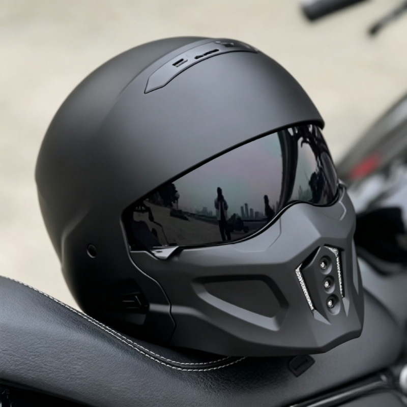 Full Face Motorcycle Helmet With Bluetooth - Sağlam Parlak Siyah Akrep Tam Yüz