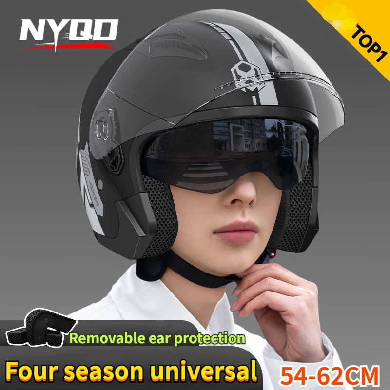 3/4 açık yüz retro motosiklet  - Dual Visor Motorcycle Racing Helmet incelemesi ve fiyatı