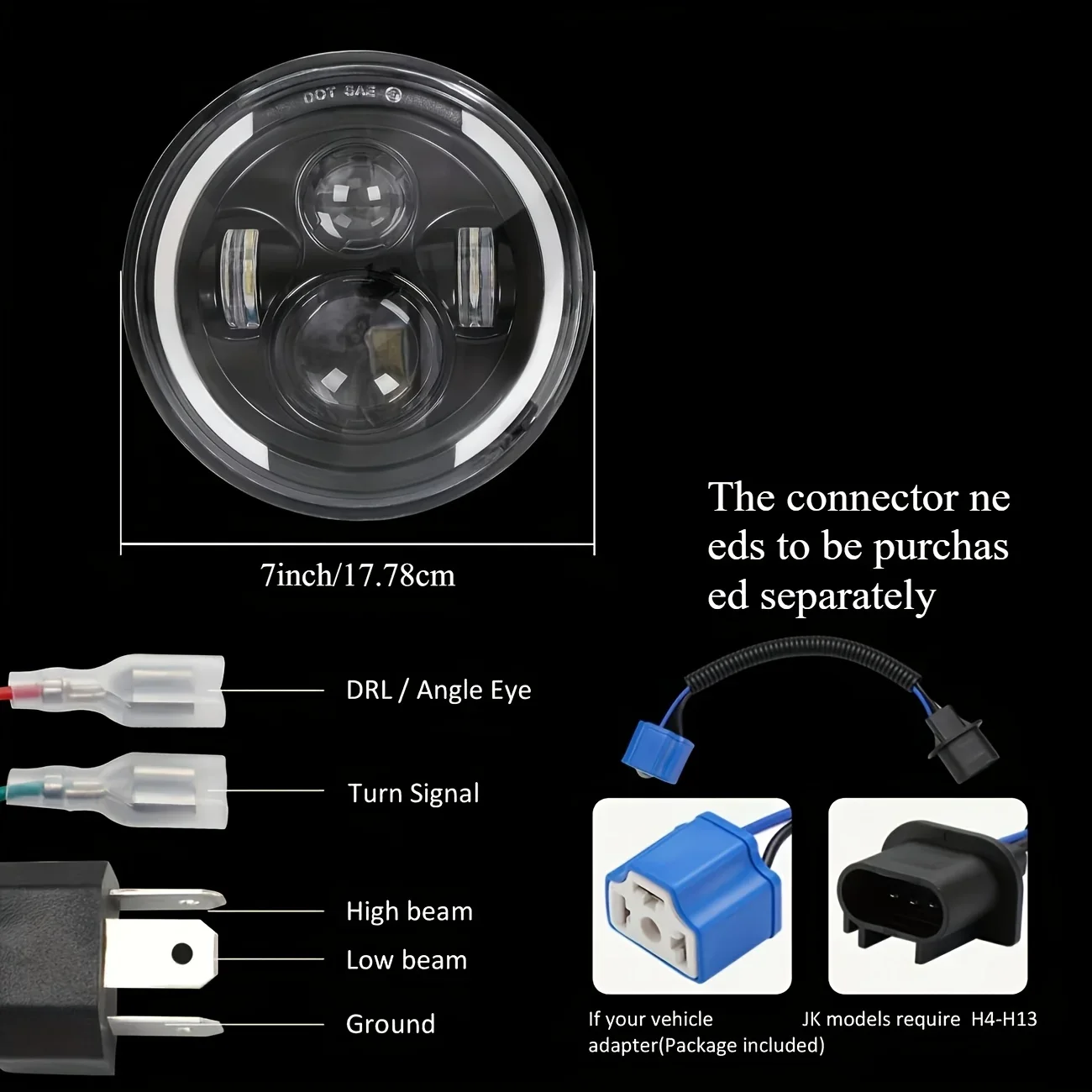 TCYATO 50W 7 İnç 17,78 cm LED  - Universal Motorcycle Led Headlight Projector incelemesi ve fiyatı